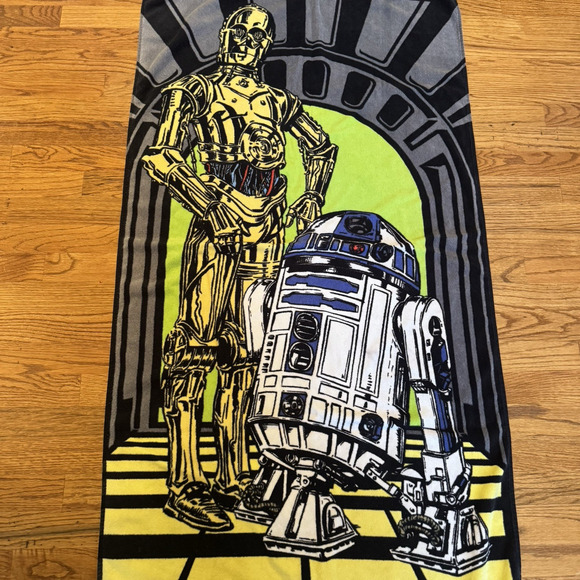 Vintage Star Wars Beach Towel 1996 George Lucas R2-D2 C-3PO Science Fiction 90's - Picture 2 of 10